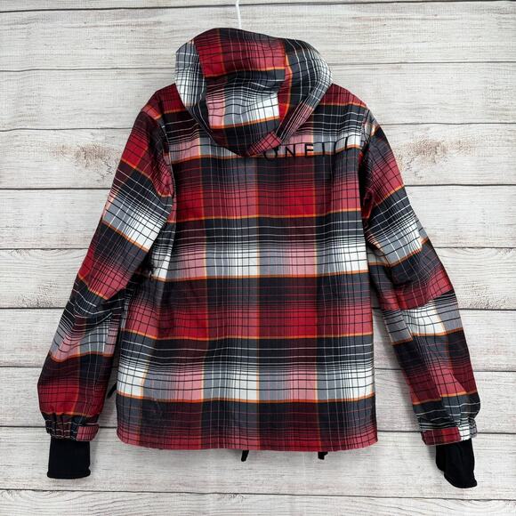 O'Neill Freedom Series 10kmm Plaid Snowboard Ski Jacket Mens Medium Red Black - Picture 2 of 16
